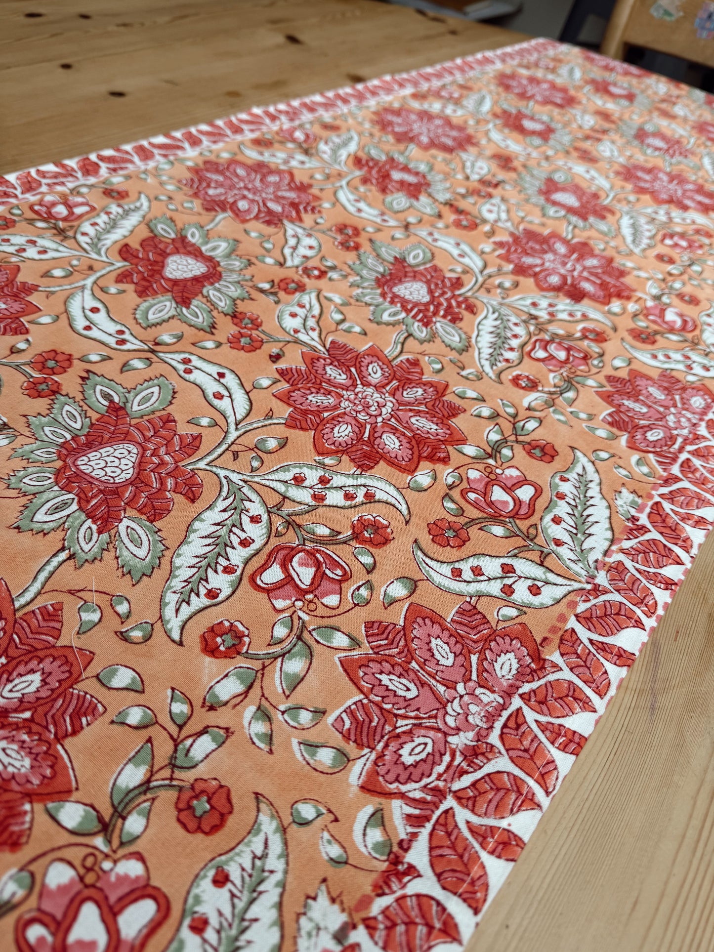 "Bea" Handblock Print Table Runner
