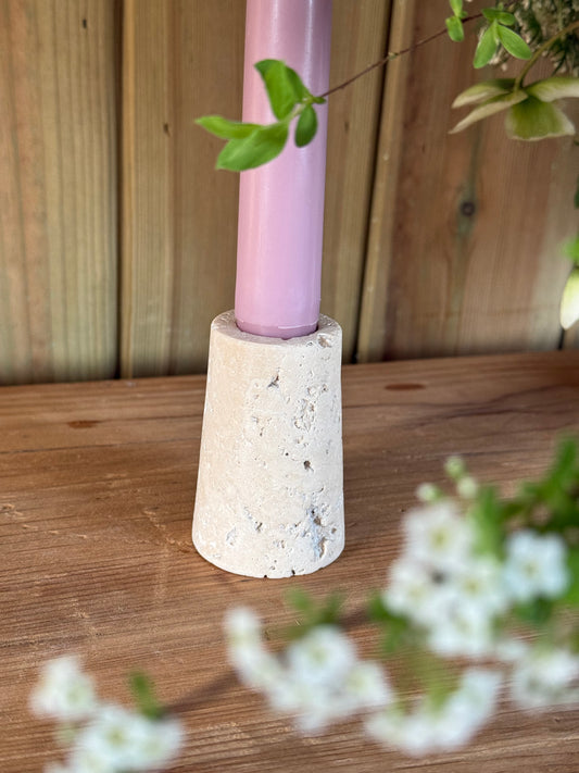 Travertine Candle Holder - Medium (Set of Two)