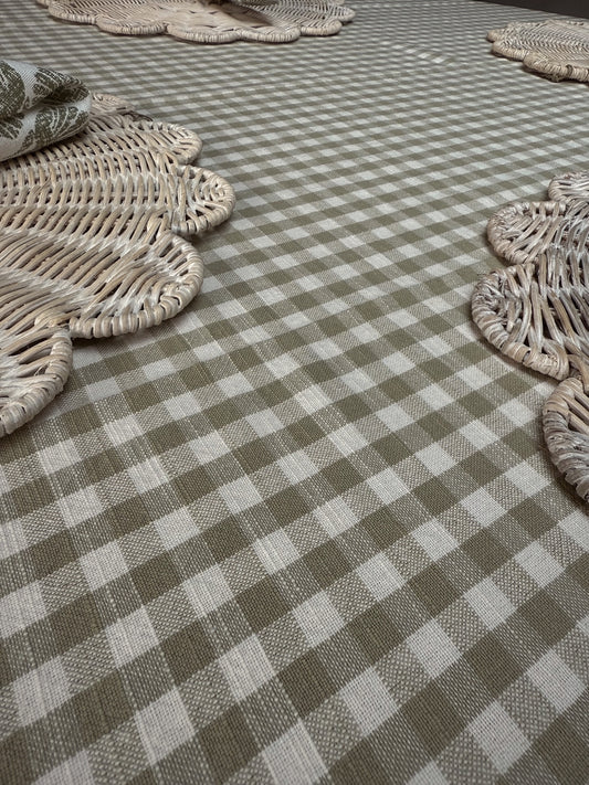 Gingham Table Cloth (Pale Olive)