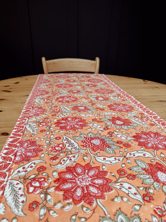"Bea" Handblock Print Table Runner