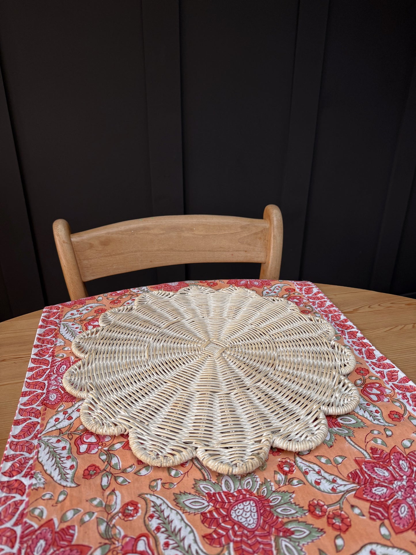 White Rattan Scalloped Placemats (Set of Two)