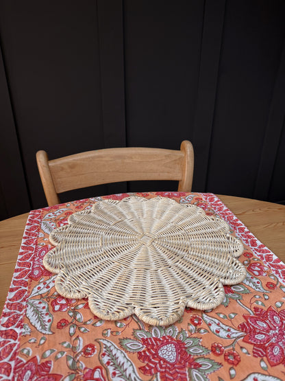 White Rattan Scalloped Placemats (Set of Two)