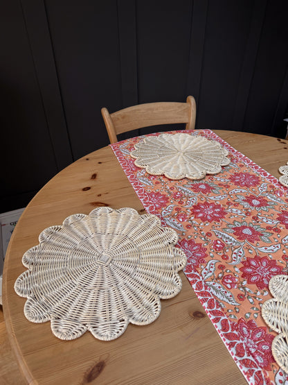 White Rattan Scalloped Placemats (Set of Two)