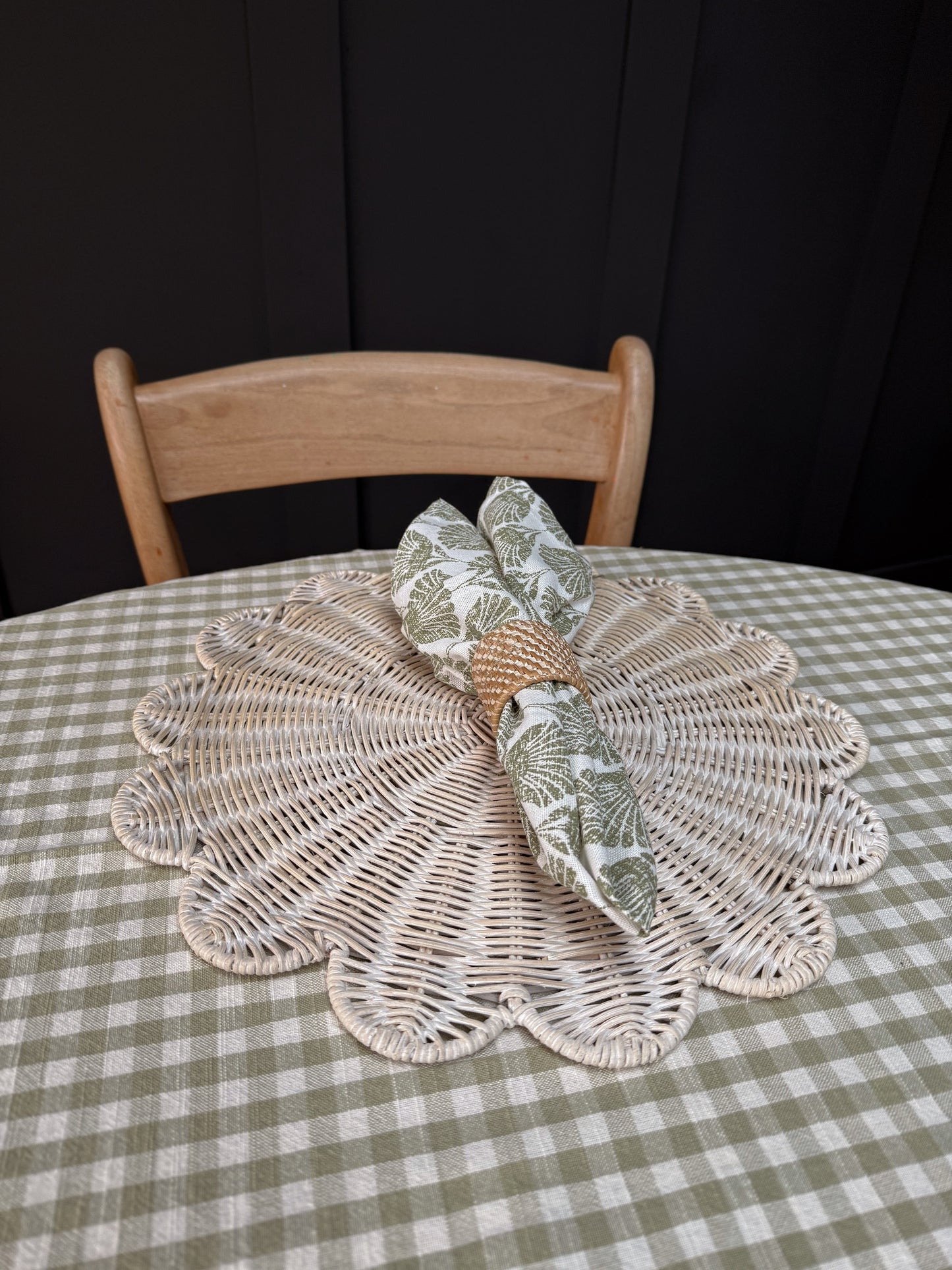 White Rattan Scalloped Placemats (Set of Two)