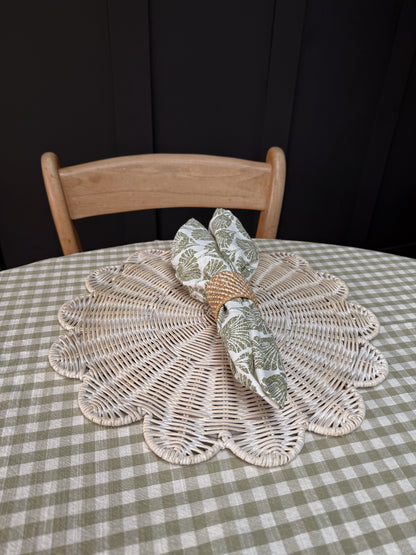 White Rattan Scalloped Placemats (Set of Two)