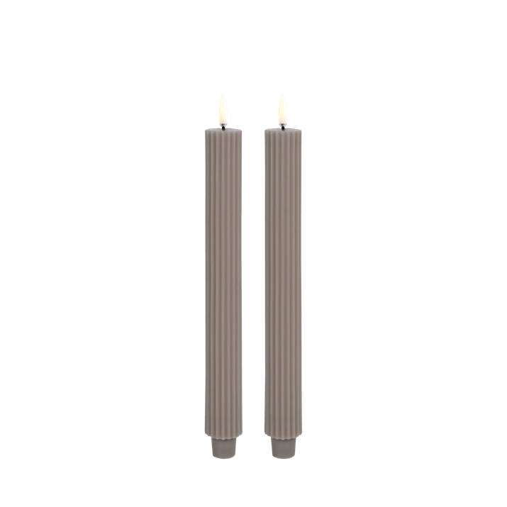 Flameless LED - Grooved Taper Candles - 25.5cm