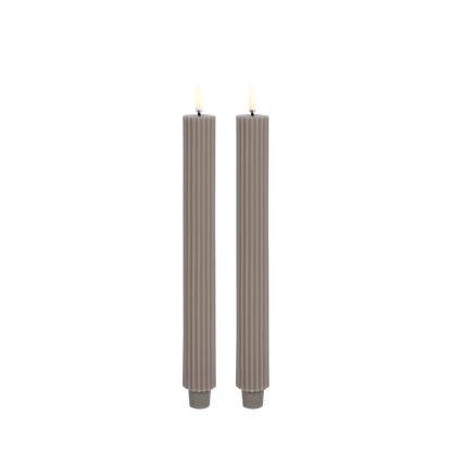 Flameless LED - Grooved Taper Candles - 25.5cm