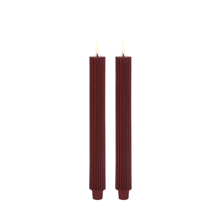 Flameless LED - Grooved Taper Candles - 25.5cm