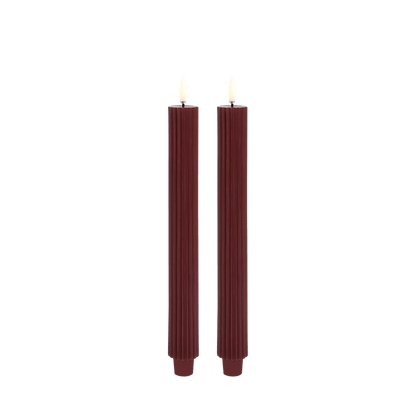 Flameless LED - Grooved Taper Candles - 25.5cm